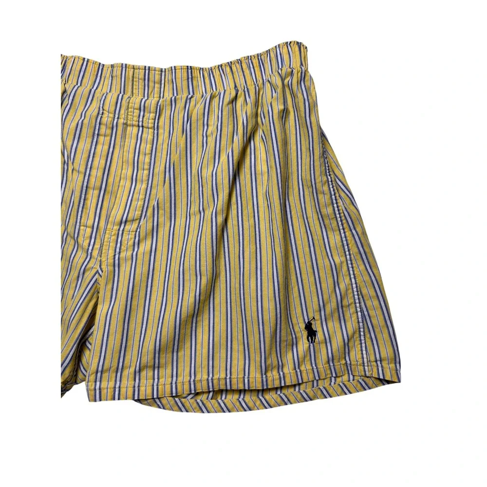 Polo Ralph Lauren Men Yellow Cotton Striped Boxer Lounge Shorts L Preppy Classic